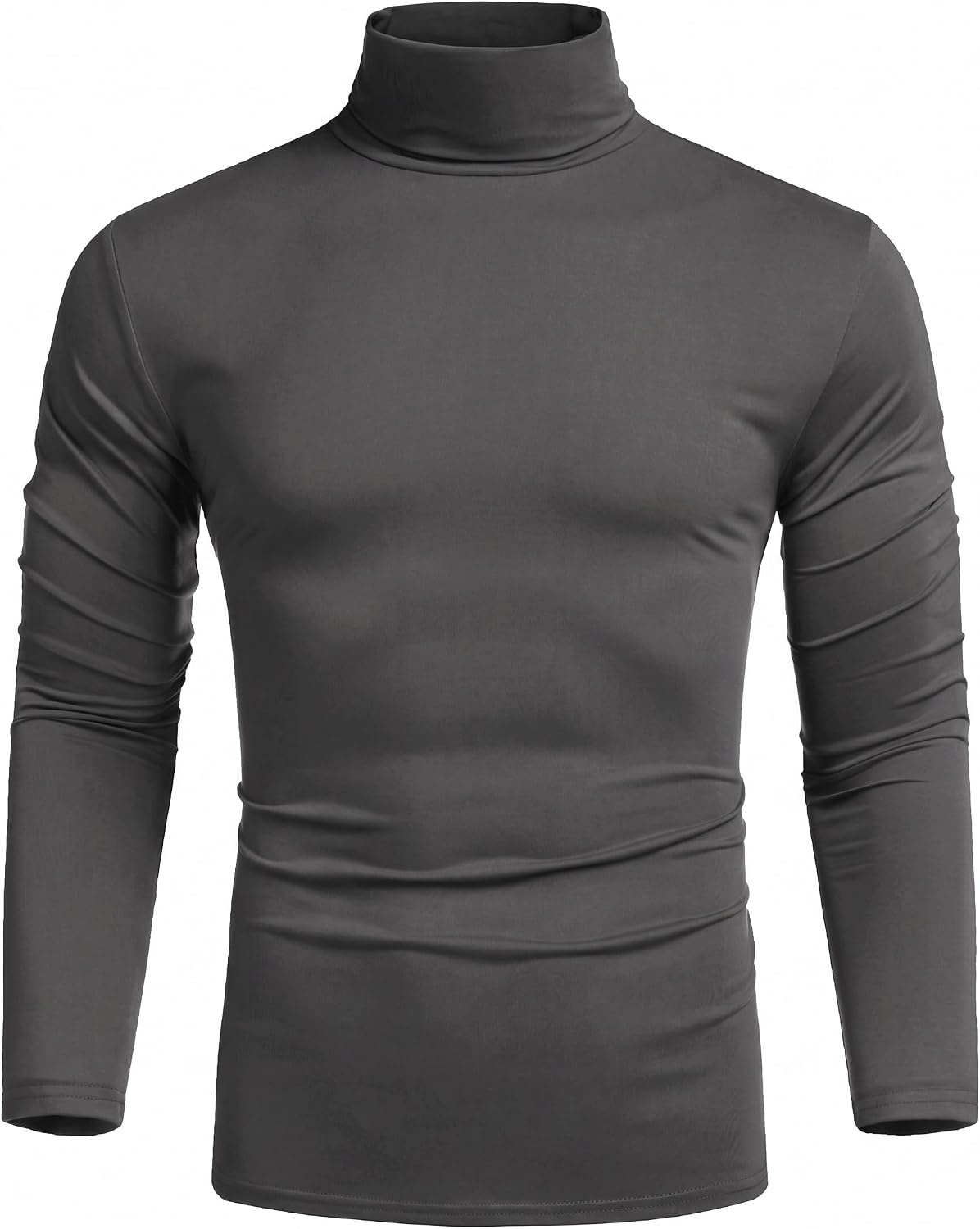 image:imageCOOFANDY Mens Turtleneck Long Sleeve Shirts Slim Fit Thermal UndershirtsDark Grey