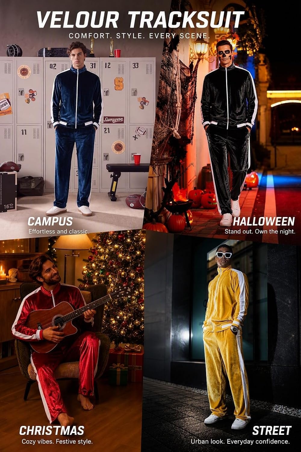 image:imageCOOFANDY Mens Velour Tracksuit 2 Piece Set Velvet Sweatsuit for PartyMedium Yellow