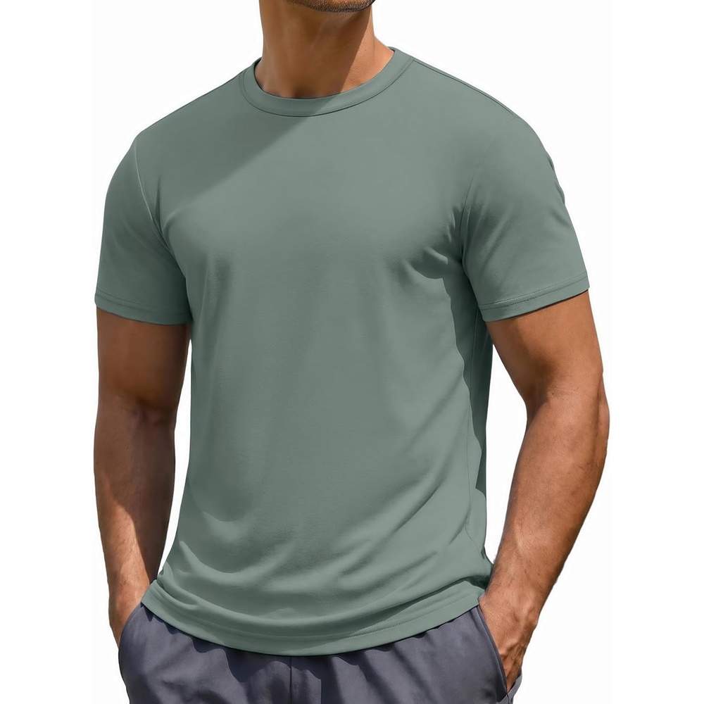 image:imageCOOFANDY Mens TShirts Short Sleeve UPF 50 Quick Dry Workout Athletic TeeGray Green