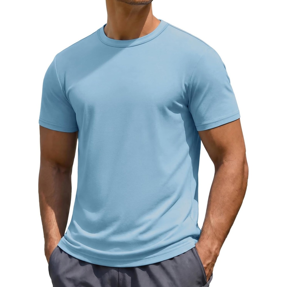 image:imageCOOFANDY Mens TShirts Short Sleeve UPF 50 Quick Dry Workout Athletic TeeLight Blue