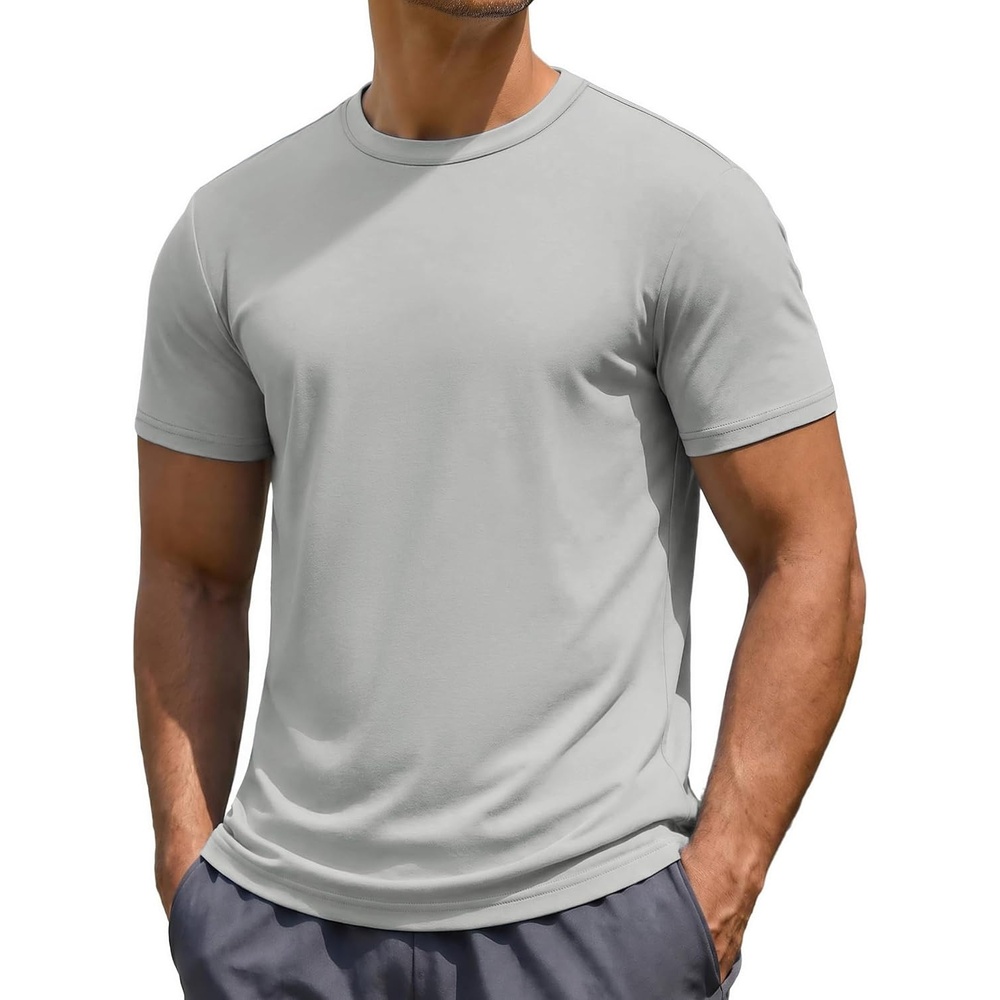 image:imageCOOFANDY Mens TShirts Short Sleeve UPF 50 Quick Dry Workout Athletic TeeLight Grey