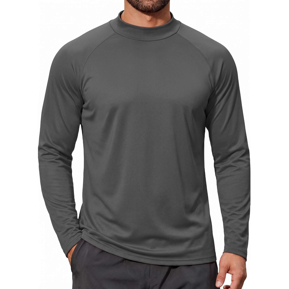 image:imageCOOFANDY Mens Thermal Long Sleeve Shirt Mock Turtleneck Fleece Base LayerDark Gray