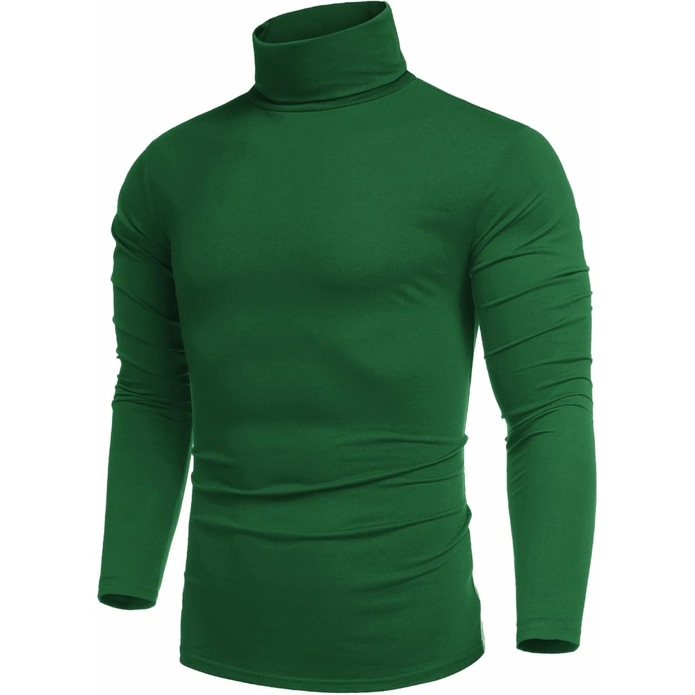 image:imageCOOFANDY Mens Turtleneck Long Sleeve Shirts Slim Fit Thermal UndershirtsDark Green