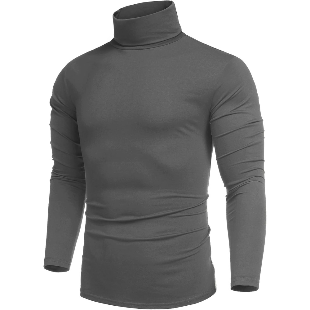 image:imageCOOFANDY Mens Turtleneck Long Sleeve Shirts Slim Fit Thermal UndershirtsDark Grey