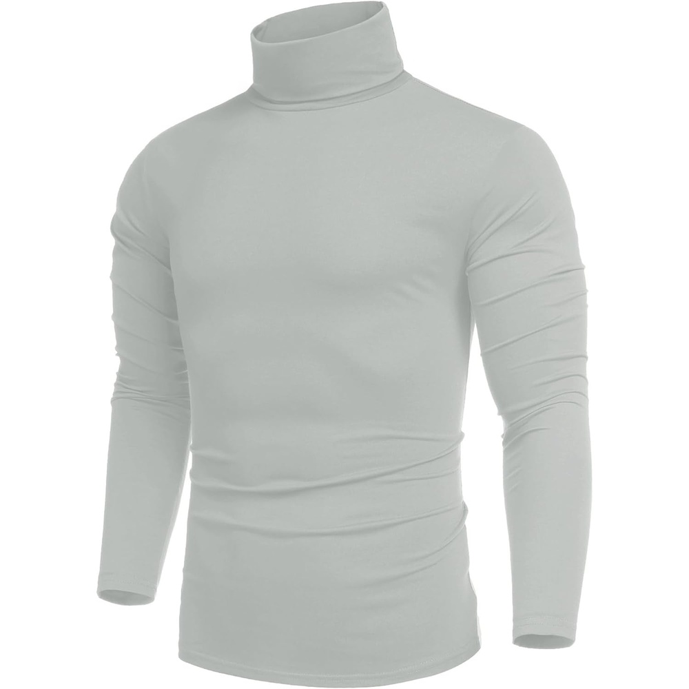 image:imageCOOFANDY Mens Turtleneck Long Sleeve Shirts Slim Fit Thermal UndershirtsGrey