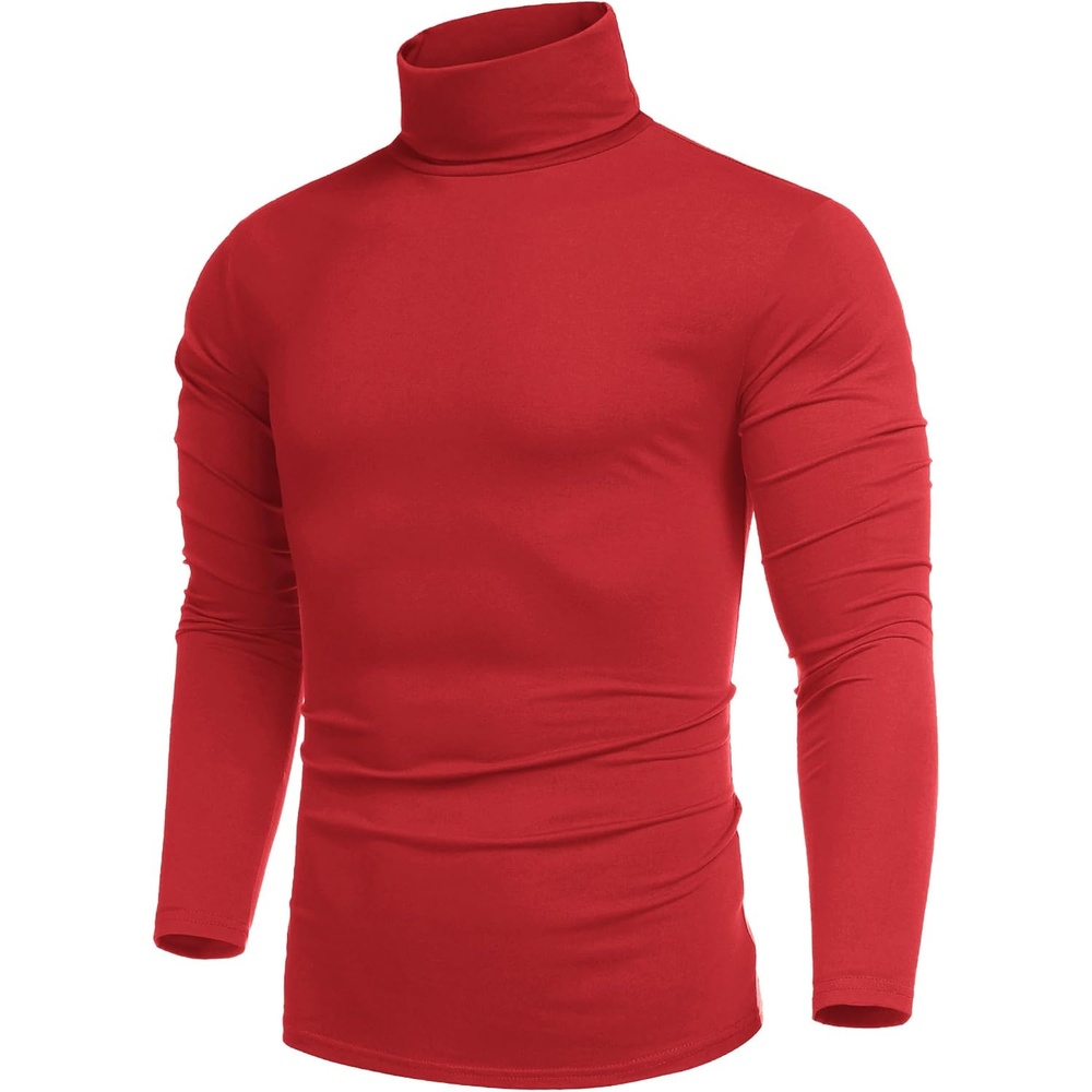 image:imageCOOFANDY Mens Turtleneck Long Sleeve Shirts Slim Fit Thermal UndershirtsRed