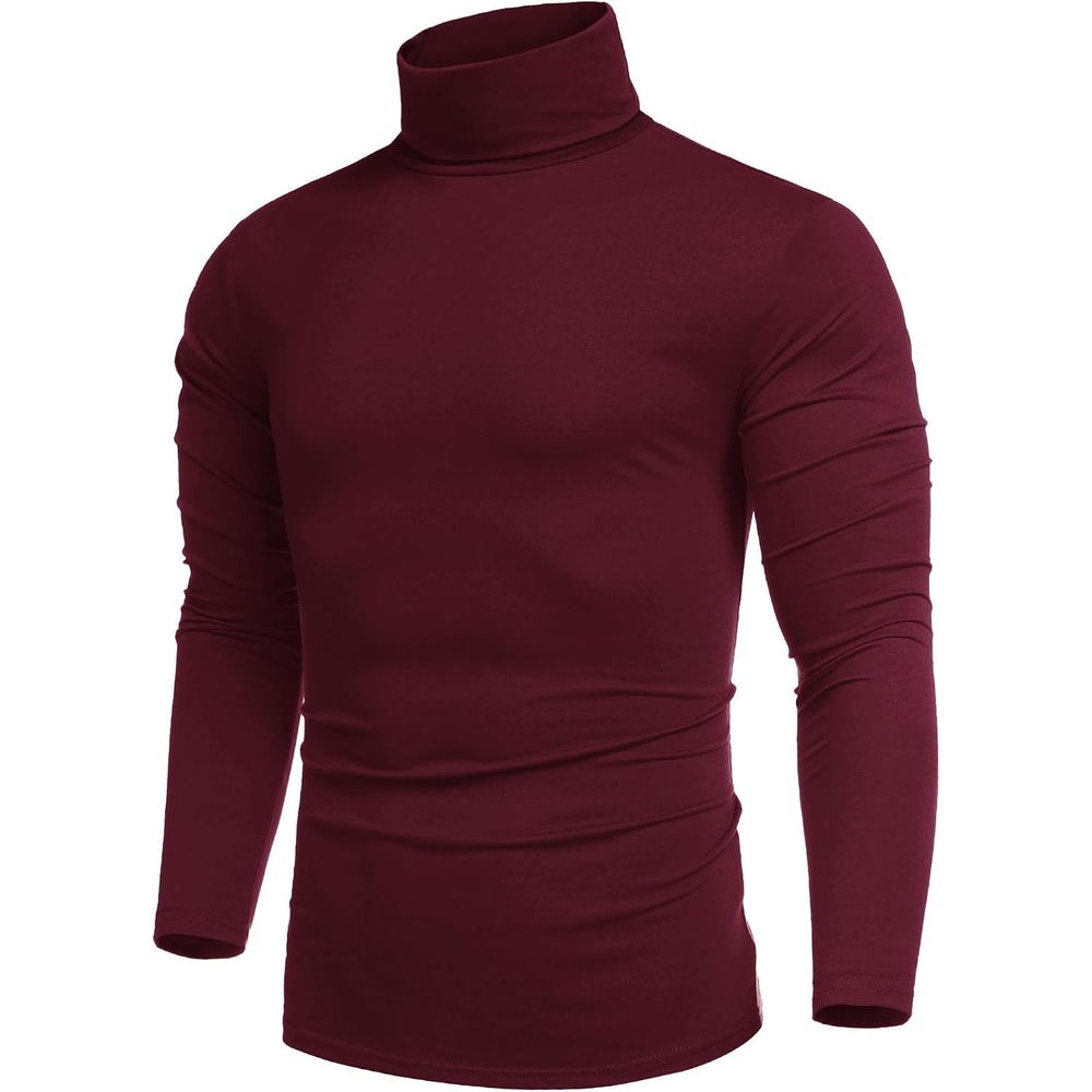 image:imageCOOFANDY Mens Turtleneck Long Sleeve Shirts Slim Fit Thermal UndershirtsWine Red
