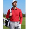 COOFANDY Mens Polo Shirts Long Sleeve UPF 50+ Moisture Wicking Golf Shirt(Red)