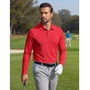 COOFANDY Mens Polo Shirts Long Sleeve UPF 50+ Moisture Wicking Golf Shirt(Red)