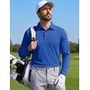 COOFANDY Mens Polo Shirts Long Sleeve UPF 50+ Moisture Wicking Golf Shirt(Royal Blue)