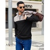 COOFANDY Mens Quarter Zip Pullover Sweatshirt Casual Mock Neck Sweater 2026(Color Block – Grey & Black)