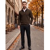 COOFANDY Men’s Quarter Zip Pullover Sweatshirts 1/4 Zip Long Sleeve Sweater(Brown)