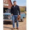 COOFANDY Men’s Quarter Zip Pullover Sweatshirts 1/4 Zip Long Sleeve Sweater(Z-contrast Navy/Brown)