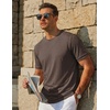 COOFANDY Mens T-Shirts Summer Crew Neck Casual T Shirts Plain Short Sleeve Shirts Basic Tees(Brown)