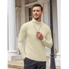 COOFANDY Mens Turtleneck Long Sleeve Shirts Slim Fit Thermal Undershirts(Beige)
