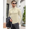 COOFANDY Mens Turtleneck Long Sleeve Shirts Slim Fit Thermal Undershirts(Beige)