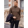 COOFANDY Mens Turtleneck Long Sleeve Shirts Slim Fit Thermal Undershirts(Brown)