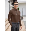 COOFANDY Mens Turtleneck Long Sleeve Shirts Slim Fit Thermal Undershirts(Brown)
