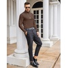 COOFANDY Mens Turtleneck Long Sleeve Shirts Slim Fit Thermal Undershirts(Brown)
