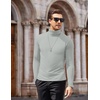 COOFANDY Mens Turtleneck Long Sleeve Shirts Slim Fit Thermal Undershirts(Grey)