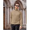 COOFANDY Mens Turtleneck Long Sleeve Shirts Slim Fit Thermal Undershirts(Khaki)