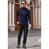 COOFANDY Mens Turtleneck Long Sleeve Shirts Slim Fit Thermal Undershirts(Navy Blue)