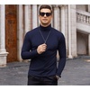 COOFANDY Mens Turtleneck Long Sleeve Shirts Slim Fit Thermal Undershirts(Navy Blue)