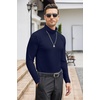 COOFANDY Mens Turtleneck Long Sleeve Shirts Slim Fit Thermal Undershirts(Navy Blue)
