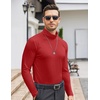 COOFANDY Mens Turtleneck Long Sleeve Shirts Slim Fit Thermal Undershirts(Red)
