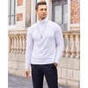 COOFANDY Mens Turtleneck Long Sleeve Shirts Slim Fit Thermal Undershirts(White)