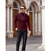 COOFANDY Mens Turtleneck Long Sleeve Shirts Slim Fit Thermal Undershirts(Wine Red)