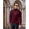 COOFANDY Mens Turtleneck Long Sleeve Shirts Slim Fit Thermal Undershirts(Wine Red)