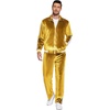 COOFANDY Mens Velour Tracksuit 2 Piece Set Velvet Sweatsuit for Party(Medium Yellow)