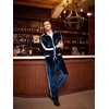 COOFANDY Mens Velour Tracksuit 2 Piece Set Velvet Sweatsuit for Party(Navy Blue)