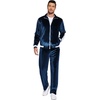 COOFANDY Mens Velour Tracksuit 2 Piece Set Velvet Sweatsuit for Party(Navy Blue)