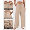 COOFANDY Womens Wide Leg Casual Pants Flowy Beach Trousers, S-XXL(Beige)