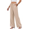 COOFANDY Womens Wide Leg Casual Pants Flowy Beach Trousers, S-XXL(Beige)