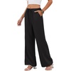 COOFANDY Womens Wide Leg Casual Pants Flowy Beach Trousers, S-XXL(Black)