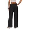 COOFANDY Womens Wide Leg Casual Pants Flowy Beach Trousers, S-XXL(Black)