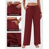 COOFANDY Womens Wide Leg Casual Pants Flowy Beach Trousers, S-XXL(Burgundy)