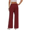 COOFANDY Womens Wide Leg Casual Pants Flowy Beach Trousers, S-XXL(Burgundy)