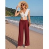 COOFANDY Womens Wide Leg Casual Pants Flowy Beach Trousers, S-XXL(Burgundy)