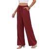 COOFANDY Womens Wide Leg Casual Pants Flowy Beach Trousers, S-XXL(Burgundy)