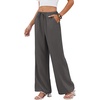 COOFANDY Womens Wide Leg Casual Pants Flowy Beach Trousers, S-XXL(Dark Grey)