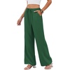 COOFANDY Womens Wide Leg Casual Pants Flowy Beach Trousers, S-XXL(Deep Green)
