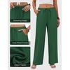 COOFANDY Womens Wide Leg Casual Pants Flowy Beach Trousers, S-XXL(Deep Green)