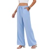 COOFANDY Womens Wide Leg Casual Pants Flowy Beach Trousers, S-XXL(Light Blue)