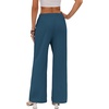 COOFANDY Womens Wide Leg Casual Pants Flowy Beach Trousers, S-XXL(Navy Blue)
