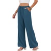 COOFANDY Womens Wide Leg Casual Pants Flowy Beach Trousers, S-XXL(Navy Blue)