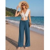 COOFANDY Womens Wide Leg Casual Pants Flowy Beach Trousers, S-XXL(Navy Blue)